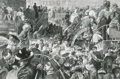 Een populaire Cockney-resort: de menigte aan de voet van Highgate Hill op Bank Holiday door Charles Paul Renouard