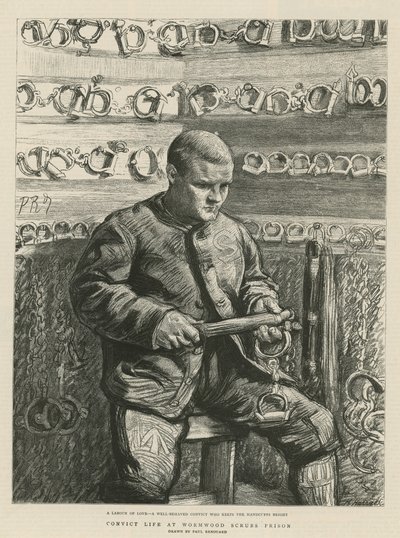 Gevangenisleven in Wormwood Scrubs Prison (gravure) door Charles Paul Renouard