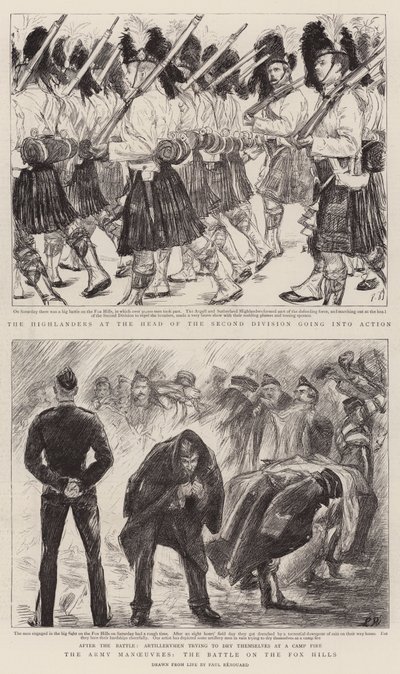De legeroefeningen, de slag op de Fox Hills door Charles Paul Renouard