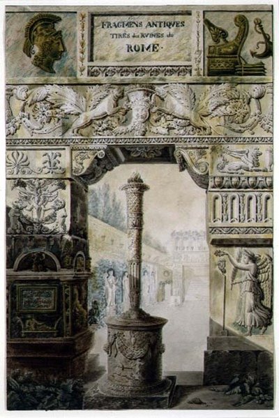 Antieke fragmenten uit het oude Rome, ontwerp voor een titelpagina uit 
