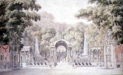 Ontwerp voor een Toneelset met een Tempel van Venus in een Beboste Tuin voor Gretry