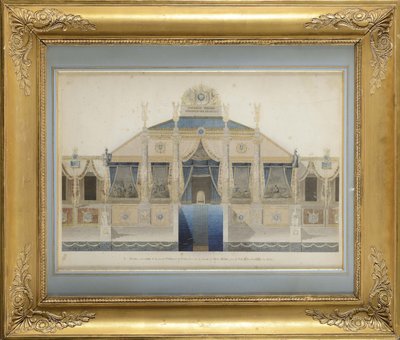 Project van de Grote Tribune en de Troon voor het Feest van de Verdeling van Adelaars door Charles Percier