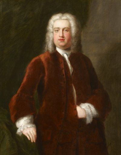 Portret van een onbekende 18e-eeuwse heer gepresenteerd als een portret van Georg Frideric Handel, 1737 door Charles Philips
