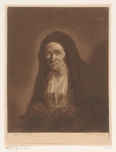 Portret van een onbekende oude vrouw door Charles Phillips