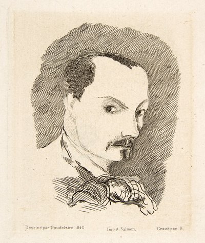 Zelfportret van Charles Baudelaire, uitgegeven 1869 (ets) door Charles Pierre Baudelaire