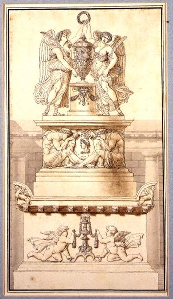 Ontwerp voor een grafmonument voor een Romeinse generaal, c.1800 door Charles Pierre Joseph Normand