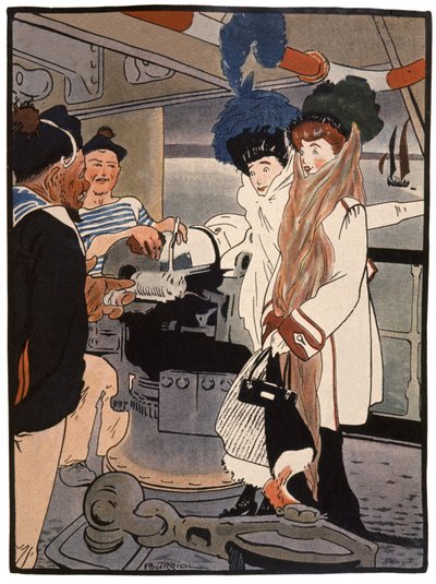 Oorlogsschip, ca. 1900 door Charles Pourriol