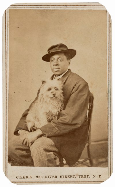 Portret van een man en een hond,c. 1860 (foto) door Charles R. Clark