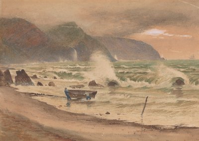 Landschap met twee mannen en een boot door Charles Reginald Aston