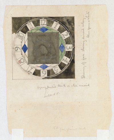 Ontwerp voor een klokgezicht, voor W.J. Bassett-Lowke, 1917 door Charles Rennie Mackintosh