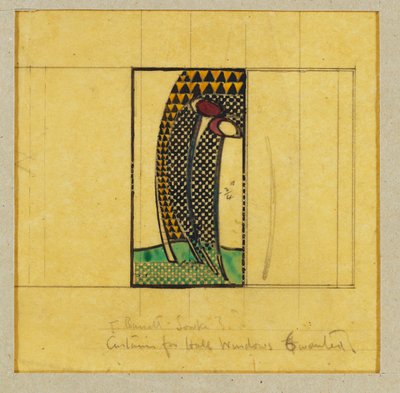 Ontwerp voor gordijnen voor de halramen, voor W.J. Bassett-Lowke, 1916-17 door Charles Rennie Mackintosh