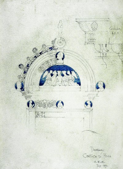 Deur, Certosa di Pavia, 1891 door Charles Rennie Mackintosh