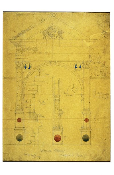 Ingangspoort, Certosa di Pavia, 1891 door Charles Rennie Mackintosh