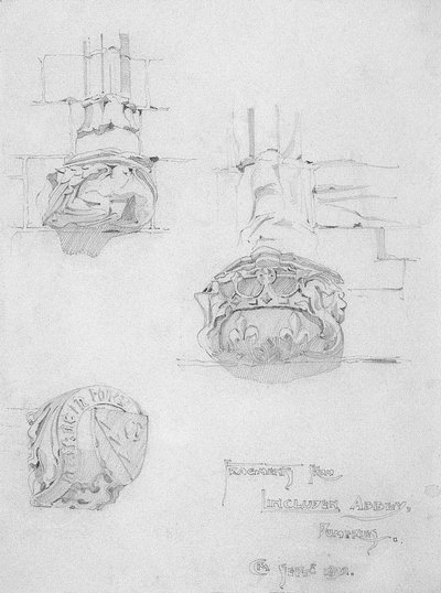 Fragmenten van de Lincluden Abdij, Dumfries, 1892 door Charles Rennie Mackintosh