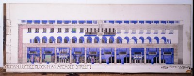 Voorheen ongeregistreerde architectonische tekeningen voor een winkel en een overdekte straat, ca. 1915 door Charles Rennie Mackintosh