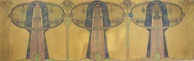 Decoratieve fries van gestileerde menselijke figuren, boom- en plantvormen, ca. 1895 door Charles Rennie Mackintosh