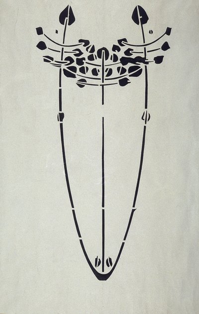 Moderne reproductie van originele Mackintosh-sjabloon voor wanddecoratie, boommotief, 1902 door Charles Rennie Mackintosh