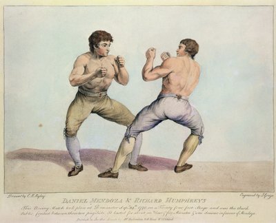 Bokswedstrijd tussen Daniel Mendoza en Richard Humphreys, 29 september 1790 door Charles Reuben Ryley
