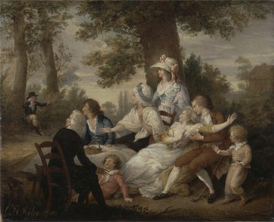 De Dominee van Wakefield, Deel I, Hoofdstuk VIII: Dineren in de Hooivelden (Verrast door de Kapelaan van Mr. Thornhill) door Charles Reuben Ryley