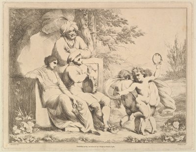 Drie Putti Dansen op een Fluitspeler door Charles Reuben Ryley