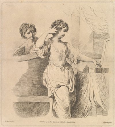 Vrouw bij haar toilet, 1 maart 1780 door Charles Reuben Ryley