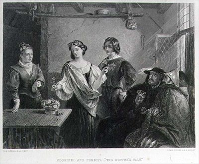 Florizel en Perdita, gegraveerd door Lumb Stocks (1812-92) door Charles Robert (after) Leslie