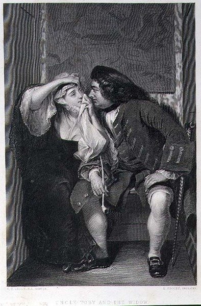 Oom Toby en de weduwe, gegraveerd door Lumb Stocks door Charles Robert (after) Leslie