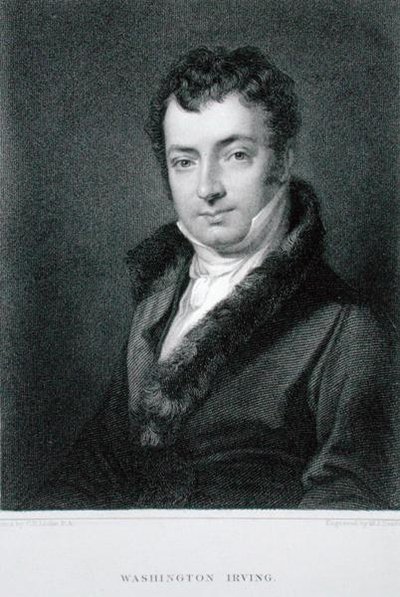 Washington Irving (1783-1859), gegraveerd door Moseley Isaac Danforth door Charles Robert (after) Leslie