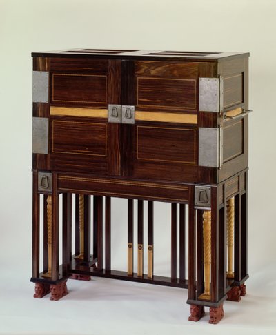 Schrijfkabinet, kleurenplaat VI uit C.R. Ashbee door Alan Crawford, Yale 1985 door Charles Robert Ashbee