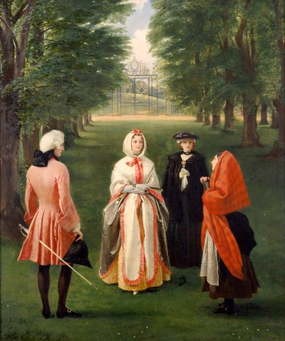 Jeanie Deans smeekt koningin Caroline in aanwezigheid van de hertog van Argyll en Lady Suffolk door Charles Robert Leslie