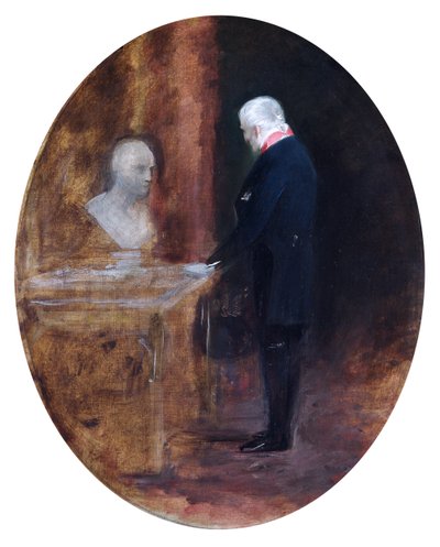 De hertog van Wellington kijkt naar een buste van Napoleon door Charles Robert Leslie