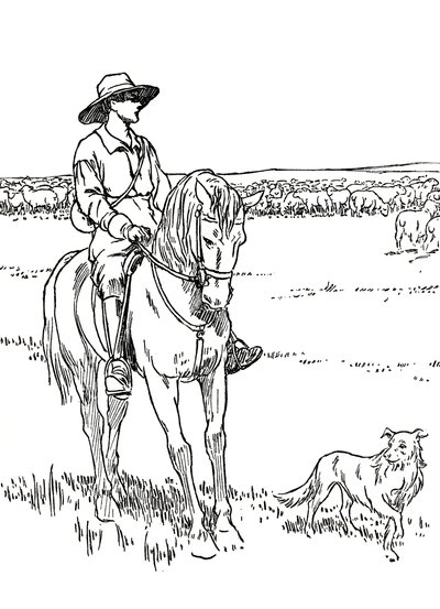 Een schapenstation in Australië, 1912 door Charles Robinson