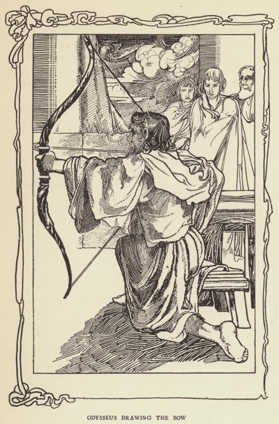 Odysseus spant de boog door Sir John Charles Robinson