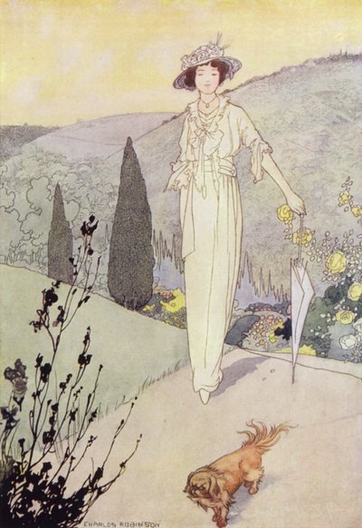 Onze sentimentele tuin: De Mooren (kleur litho) door Charles Robinson