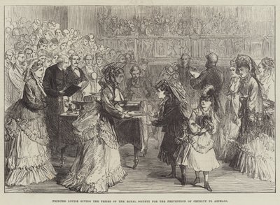 Prinses Louise geeft de prijzen van de Royal Society for the Prevention of Cruelty to Animals door Sir John Charles Robinson