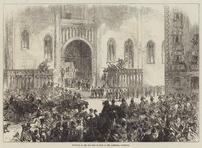 Ontvangst van de nieuwe koning van Spanje in de kathedraal, Barcelona door Sir John Charles Robinson