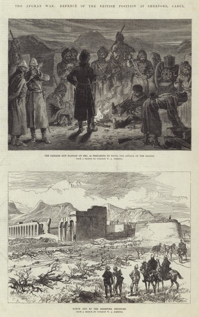 De Afghaanse Oorlog, verdediging van de Britse Positie bij Sherpore, Cabul door Sir John Charles Robinson