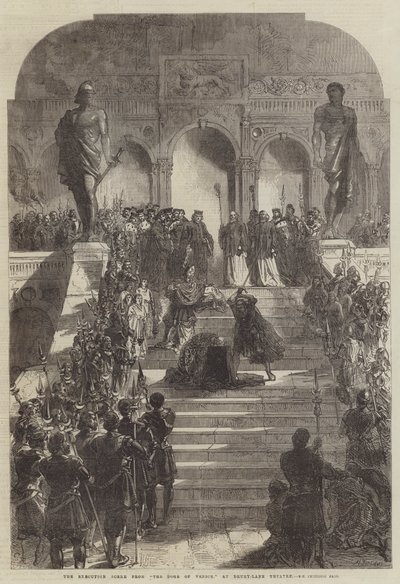 De executiescène uit De Doge van Venetië, in het Drury-Lane Theater door Sir John Charles Robinson