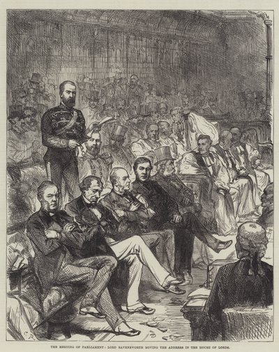 De Vergadering van het Parlement, Lord Ravensworth die het Adres in het Hogerhuis Beweegt door Sir John Charles Robinson