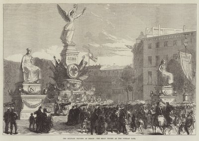 De militaire triomf in Berlijn, de Sedan-trofee bij de Potsdamse poort door Sir John Charles Robinson