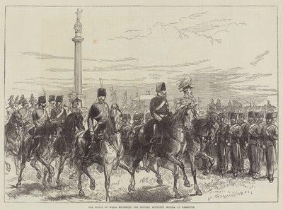 De Prins van Wales beoordeelt de Norfolk Artillery Militia in Yarmouth door Sir John Charles Robinson