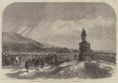 De koningin onthult het standbeeld van de overleden prins-gemaal in Balmoral door Sir John Charles Robinson
