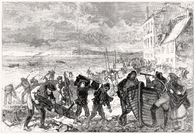 De Tay Bridge-ramp: Stukken wrak aangespoeld op het strand bij Broughty Ferry door Charles Robinson