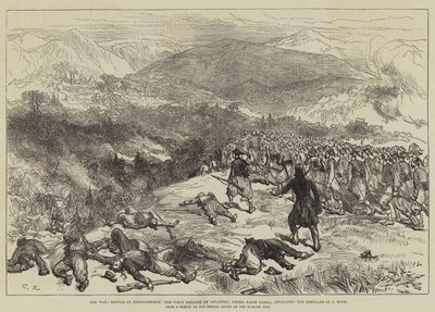 De Oorlog, Slag bij Kniejesevacz, de Eerste Brigade Infanterie, onder Hafiz Pasha, valt de Serviërs aan in een bos door Sir John Charles Robinson