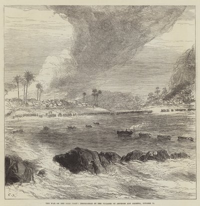 De Oorlog aan de Goudkust, Vernietiging van de Dorpen Ampenee en Akimfoo, 14 oktober door Sir John Charles Robinson