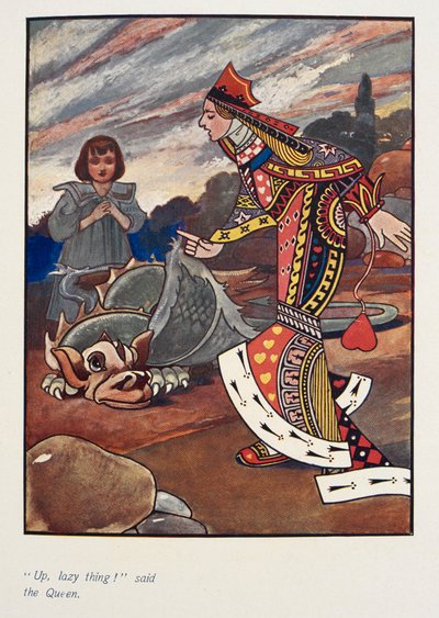 "Op luie ding!" zei de Koningin. Alice en de rode hartenkoningin. door Charles Robinson