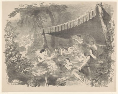 Balletscène met nimfen door Charles Rochussen