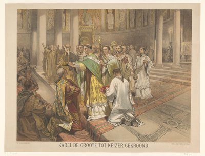 Karel de Grote tot keizer gekroond door Charles Rochussen