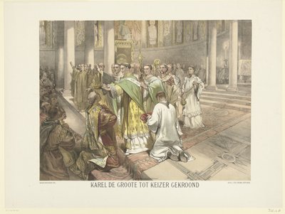 Karel de Grote tot keizer gekroond, 800 Serie van 24 vaderlandsche historieplaten, voor School en Huis door Charles Rochussen