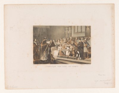 Priester leest voor aan Karel de Grote door Charles Rochussen
